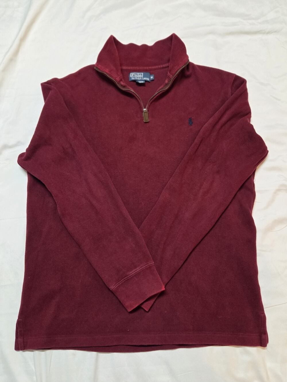 Polo Ralph Lauren Men's Size M Red 1/4 Zip Pullover 100% Cotton